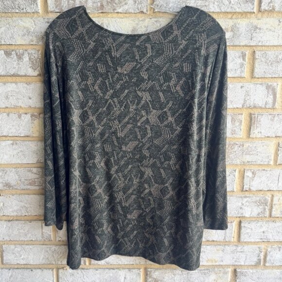 J. Jill Stretch Geometric Print 3/4 Sleeve Blouse Women's Size 2X - Picture 2 of 8